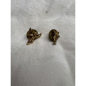 Gold Tone Cherub Angel Lapel Pin Brooch Set
